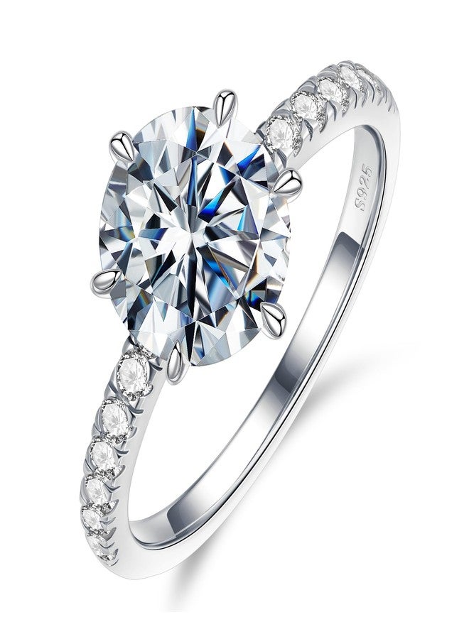 MOOSEA 2CT Moissanite Engagement Rings for Women, 925 Sterling Silver 14K White Gold Plated Wedding Band, D Color VVS1 Clarity Promise Rings for Her Moissanite Jewelry Anniversary Birthday Gifts - Image 1